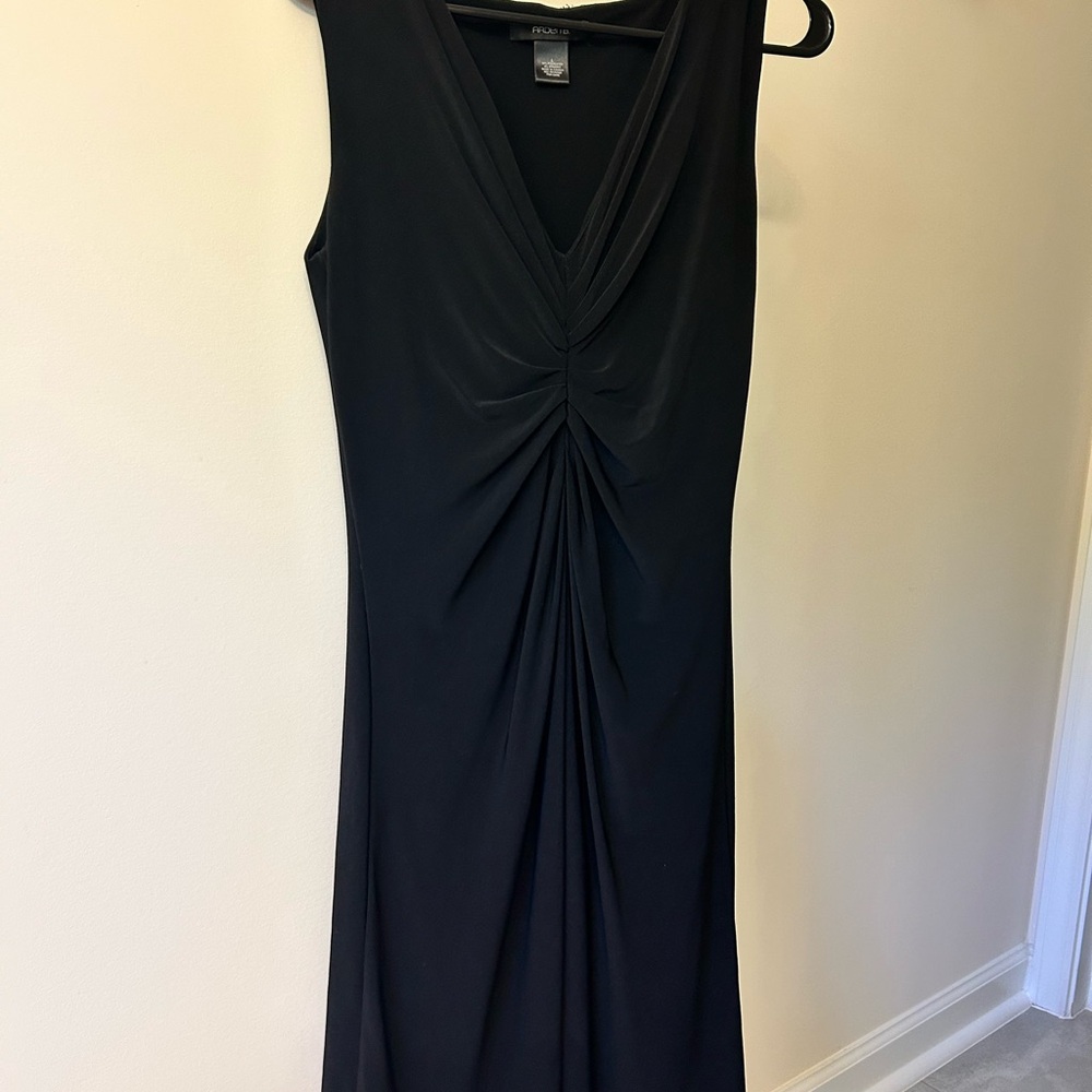 Arden B Black Ruched Midi Dress V-Neck Cocktail